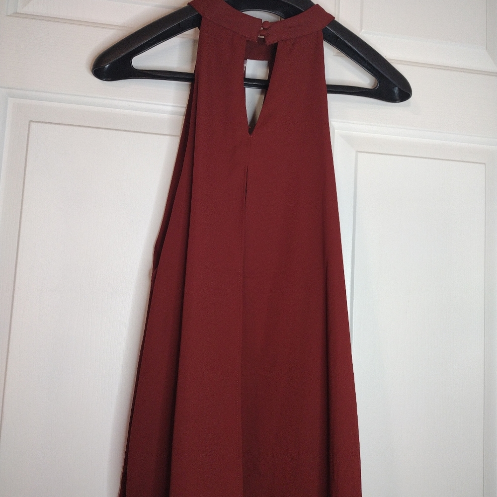 NWT Bar III Burgundy Mock Neck Blouse Top Shirt Cocoa Rose Size XL - Picture 4 of 10